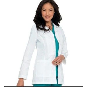 Landau Women's 3 Button Consultation Length Lab Coat XL White Medical 8726 New